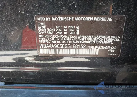 2016 BMW 428I Gran Coupe z USA, uszkodzony, nr VIN WBA4A9C58GGL88152